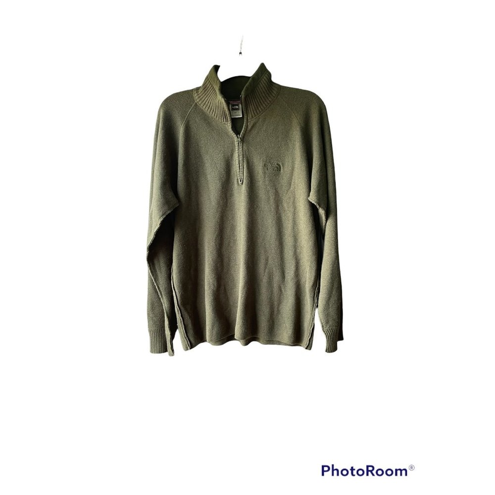 COPY - North Face Green 1/2 Zip pullover sweatshirt with fleece color sz M
